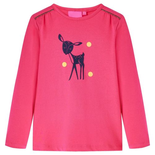 T-Shirt Enfants À Manches Longues Imprimé Cerf Rose Vif 128