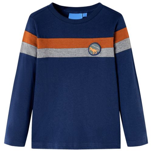 T-Shirt Enfants À Manches Longues Motif Dinosaure Bleu Marine 128