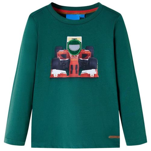 T-Shirt Enfant À Manches Longues Imprimé Voiture De Course Vert 140