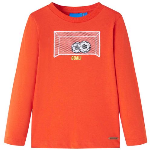 T-Shirt Enfants Manches Longues Design But De Football Orange Vif 116
