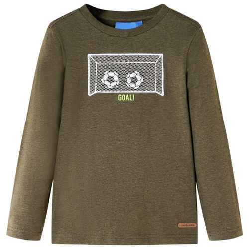T-Shirt Enfants Manches Longues Design But De Football Kaki Mélangé 92