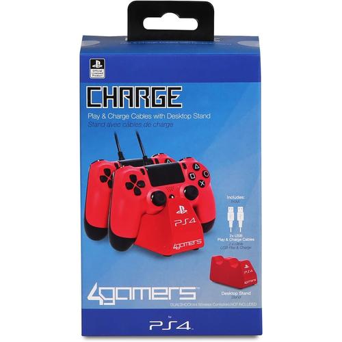 Double Chargeur Usb 4gamers Rouge Pour Manettes Ps4