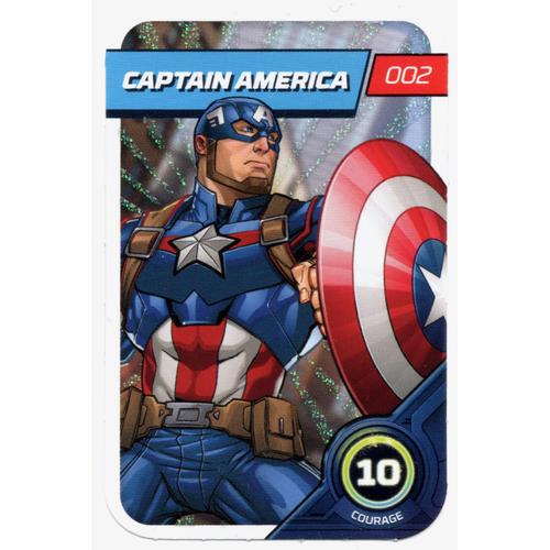 Captain America 002 - Image Vignette Carte N°2 - Album Défie Tes Héros - Marvel - Leclerc - 2023