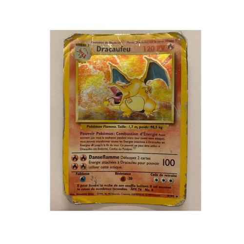 Carte Pokemon Dracaufeu 4/102 Fr - Holo Set De Base - Poor/Played