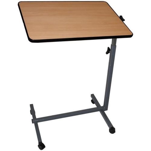 Table D'appoint À Roulettes, Pour Lit Et Canapé, Réglable En Hauteur, Plateau Inclinable, Couleur Bois Marron Mesa Easy 40 X 60 X 70