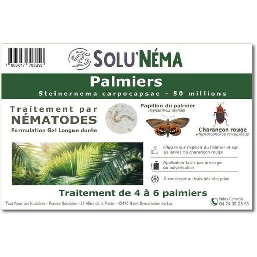 SOLUNEMA - Nématodes SC Contre Papillons du Palmier et Charençon Rouge - 50 millions Steinernema Carpocapsae