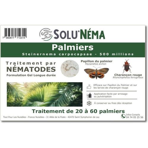 SOLUNEMA - Nématodes SC Contre Papillons du Palmier et Charençon Rouge - 500 millions Steinernema Carpocapsae
