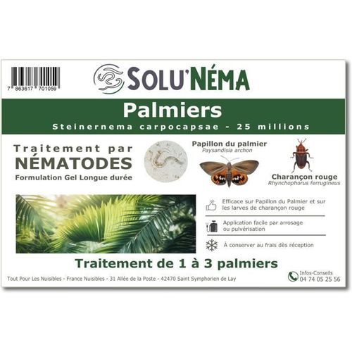 SOLUNEMA - Nématodes SC Contre Papillons du Palmier et Charençon Rouge - 25 millions Steinernema Carpocapsae
