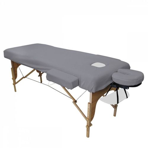 Vivezen - Drap Housse De Protection 4 Pièces En Éponge Pour Table De Massage De 10 À 13 Cm D'épaisseur - Gris