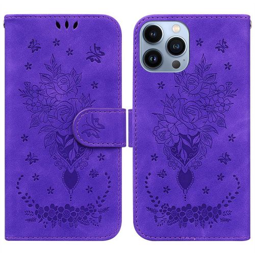 Saturcase Coque Pour Apple Iphone 15 Pro, Une Rose Pu Cuir Magnétique Flip Portefeuille Support Porte-Carte Dragonne Protecteur Housse Étui Pour Apple Iphone 15 Pro (Violet)