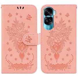 Saturcase Coque Pour Honor 90 Lite, Une Rose Pu Cuir Magnétique Flip Portefeuille Support Porte-Carte Dragonne Protecteur Housse Étui Pour Honor 90 Lite (Pink)