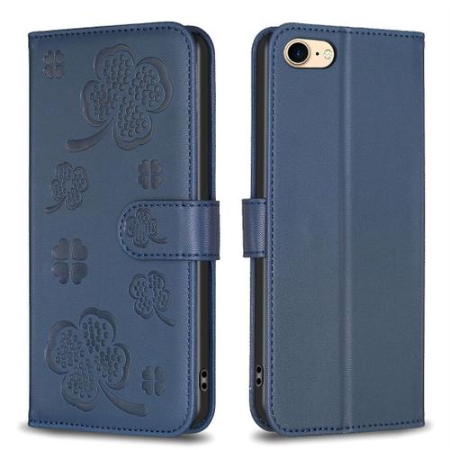 Saturcase Coque Pour Apple Iphone 6 6s 7 8 Se2 Se3 4.7, Belle Trèfle Pu Cuir Magnétique Flip Portefeuille Support Porte-Carte Protecteur Housse Étui Pour Apple Iphone 6 6s 7 8 Se2 Se3 4.7 (Xy-Bleu)