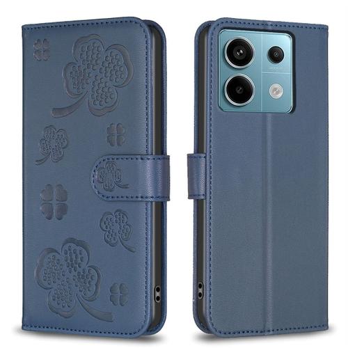 Saturcase Coque Pour Xiaomi Redmi Note 13 Pro 5g, Belle Trèfle Pu Cuir Magnétique Flip Portefeuille Support Porte-Carte Protecteur Housse Étui Pour Xiaomi Redmi Note 13 Pro 5g (Xy-Bleu)