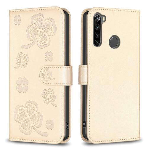 Saturcase Coque Pour Xiaomi Redmi Note 8, Belle Trèfle Pu Cuir Magnétique Flip Portefeuille Support Porte-Carte Protecteur Housse Étui Pour Xiaomi Redmi Note 8 (Xy-Or)