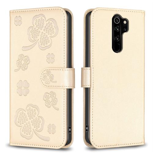 Saturcase Coque Pour Xiaomi Redmi Note 8 Pro, Belle Trèfle Pu Cuir Magnétique Flip Portefeuille Support Porte-Carte Protecteur Housse Étui Pour Xiaomi Redmi Note 8 Pro (Xy-Or)