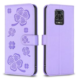Saturcase Belle Trèfle Pu Cuir Magnétique Flip Portefeuille Support Porte-Carte Protecteur Housse Étui Pour Xiaomi Redmi Note 9s / Note 9 Pro / Note 9 Pro Max (Xy-Violet)