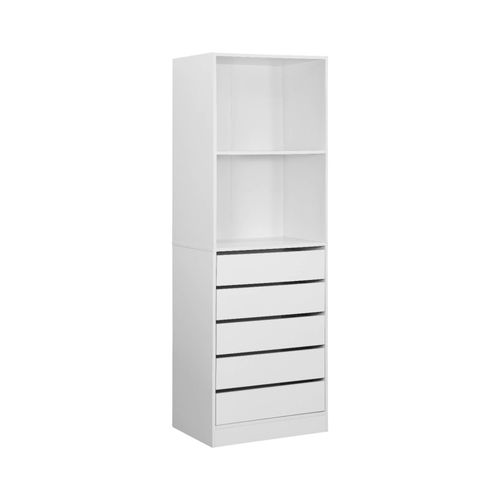 Module Dressing Avec 5 Tiroirs Et 2 Étagères. Blanc. Panneaux Stratifiés