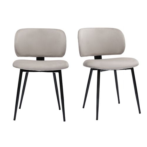 Chaises En Tissu Velours Taupe Et Métal Noir (Lot De 2) Atrium
