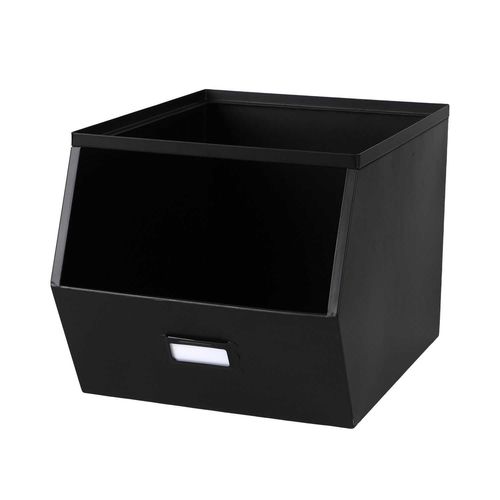 Casier De Rangement En Métal Avec Étiquette - Noir