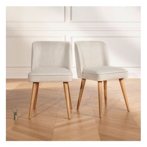 Robin Des Bois - Apolline Linum - Chaises Scandinaves En Tissu Anti Feu Et Hévéa, Lot De 2, Fsc® - Beige