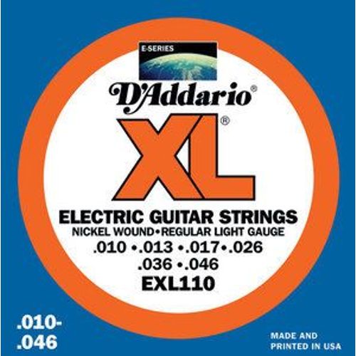 D'addario Xl Exl110  Regular Light - Cordes Guitare Électrique  - Tirant 10-46 - Filé Rond Nickel