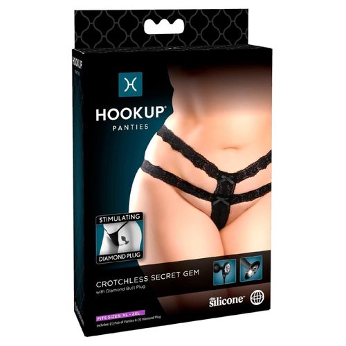 String Ouvert Crotchless Secret Gem Xl-Xxl Avec Plug Diamant