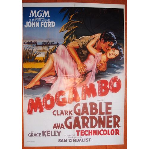 Affiche De Cinéma Pliée (80x60cm) Mogambo De John Ford Avec Ava Gardner, Grace Kelly Et Clark Gable