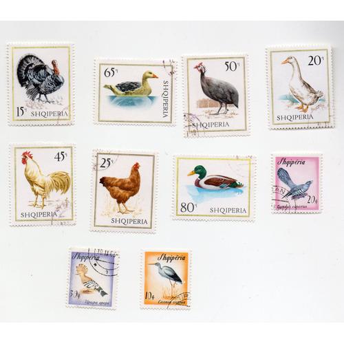 Albanie- Lot De 10 Timbres Oblitérés- Animaux De Basse-Cour- Oiseaux