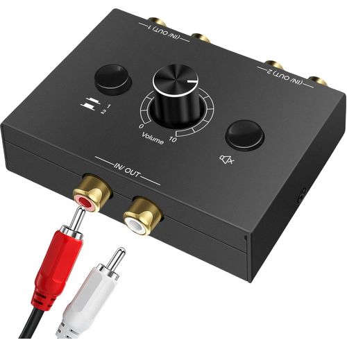 Commutateur audio stéréo RCA RCA 2(1)-IN-1(2)-Out,R/L avec contrôle du volume,sélecteur de son auxiliaire bidirectionnel pour lecteur CD,ordinateur,haut-parleur