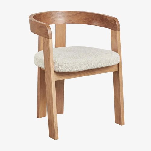 Lot De 2 Chaises De Salle À Manger Rembourrées Yvone Avec Accoudoirs En Bois Bois Naturel