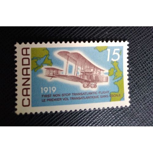 Timbre Canada Yt 415 50e Anniversaire Du Premier Vol Transatlantique Sans Escale 1969 ( 111207 )