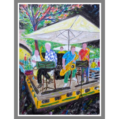 Le Swingologie Quintet Au Marcounet - Peinture Huile