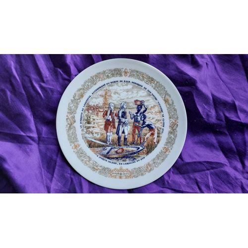 Assiette Marquis De Lafayette 13 Juin 1777 Débarque En Caroline Du Sud Porcelaine De Limoges Fait À La Main Première Édition N° 544 21.1 Cm 334 Grammes 1973