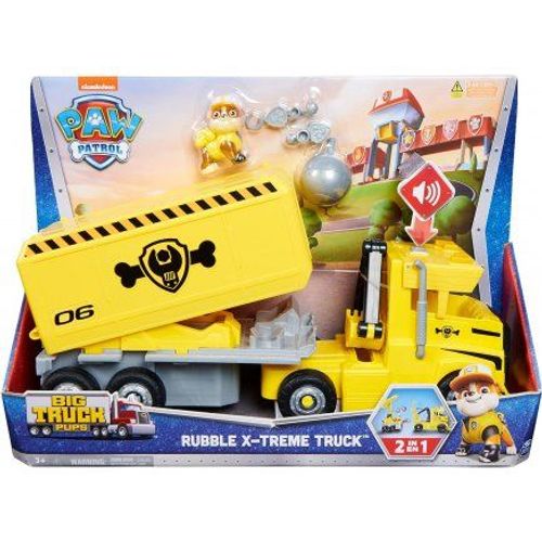 Coffret Pat Patrouille : Grand Camion De Chantier Transformable Avec Son 42 Cm + Chien Ruben - Set X-Treme Truck + 1 Carte - Véhicule - Figurine