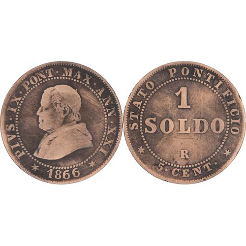 Vatican - 1866 - 1 Soldo 5 Cent - Pie Ix An Xxi - Rome (R) - 17-210