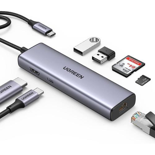 UGREEN Station Travail Hub USB C Ethernet HDMI 4K 7 en 1 Adaptateur USB C