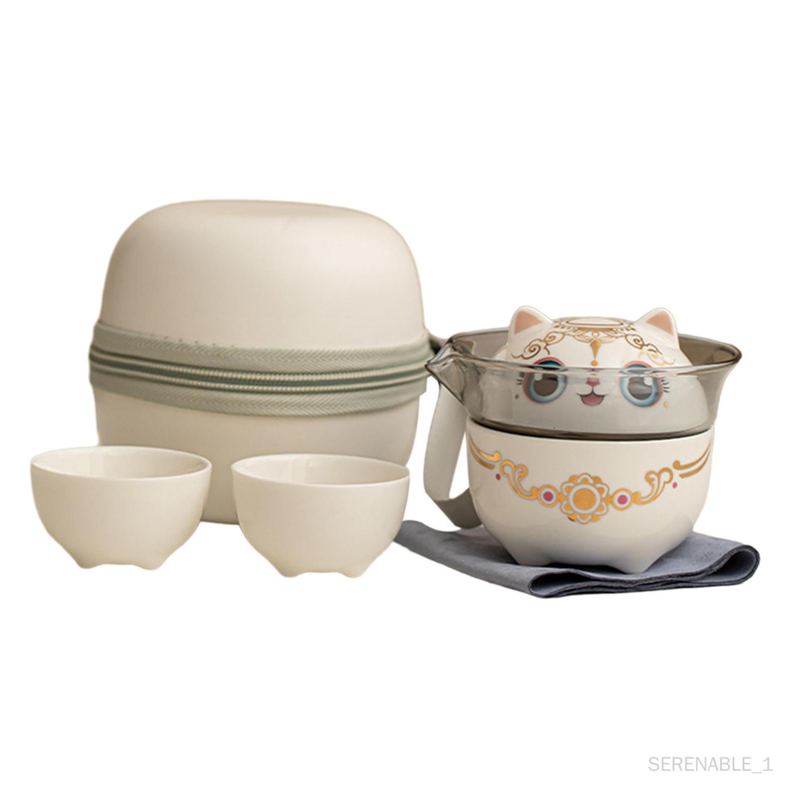 Service à thé en porcelaine, chat porte-bonheur japonais, mignon