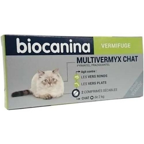Biocanina Vermifuge Multivermyx Chat 2 Comprimés Arôme Viande.