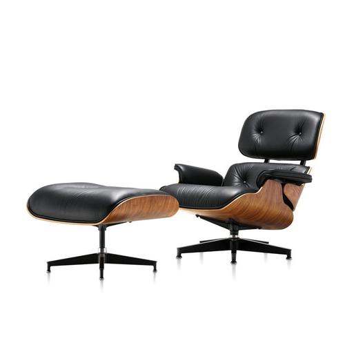 Fauteuil Relax Inclinable -Furgle -Eames Lounge Chair -Chaises Pivotant Avec Repose Pieds -Noir