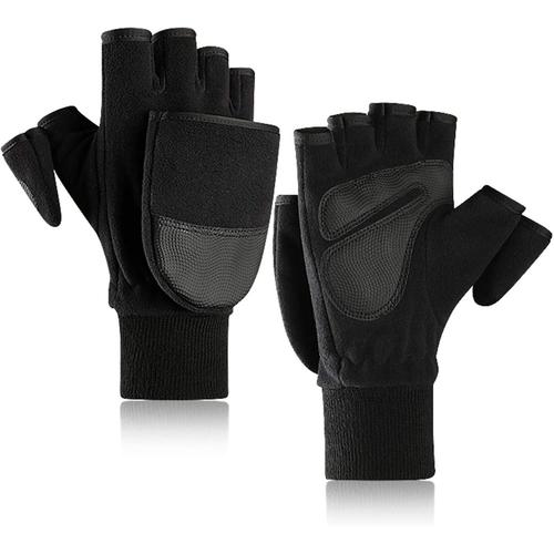 Mitaines De Gants Polaires Sans Doigts, Gants Thermiques Coupe-Vent Antidérapants Pour Écran Tactile, Pour La Conduite, La Randonnée Xl