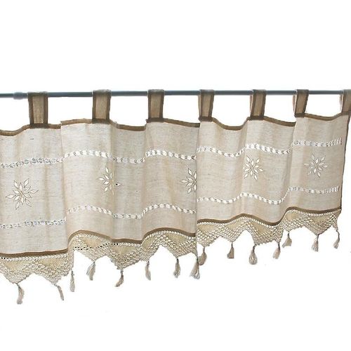 Rideau En Lin Ajouré En Dentelle Au Crochet, À Pampilles, En Coton, Style Rural Européen, Cantonnière De Fenêtre, Rideau De Café 45x145cm