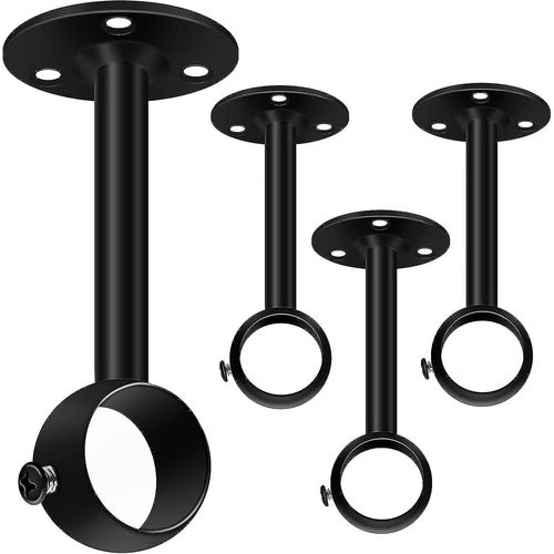 Ensemble de 4 supports de tringle à rideau de plafond, en métal robuste de 25mm pour tringles de placard, supports de rideau de plafond en acier inoxydable