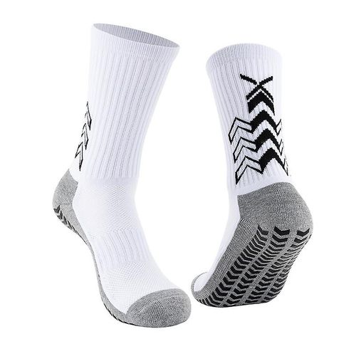 1 Paire De Chaussettes À Poignée, Chaussettes De Football, Chaussettes De Sport Antidérapantes Pour Hommes Et Femmes, Coussin Anti-Ampoule, Chaussettes Respirantes Blanches