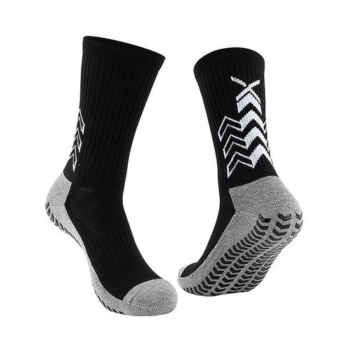 1 Paire De Chaussettes De Football Antidérapantes, Chaussettes De Sport Pour Hommes Et Femmes, Coussin Anti-Ampoule, Chaussettes Respirantes Noires