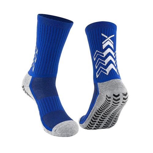 Paire De Chaussettes À Poignée, Chaussettes De Football, Chaussettes De Sport Antidérapantes Pour Hommes Et Femmes, Coussin Anti-Ampoule, Chaussettes Respirantes Bleues