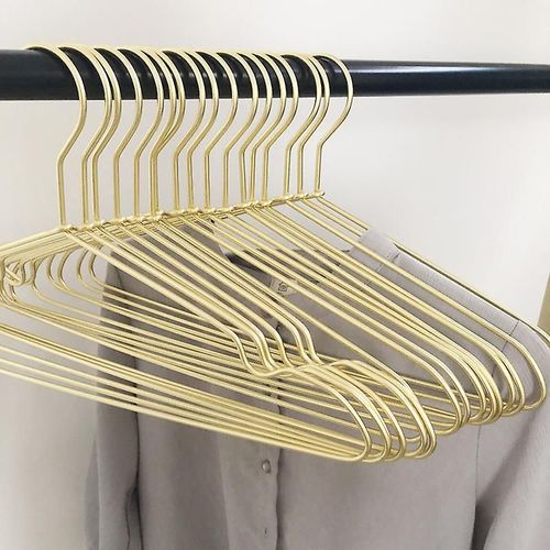 Cintre en métal doré brillant de 42cm, 10 pièces, cintres à vêtements en métal peu encombrants avec encoches, cintre en fil métallique solide