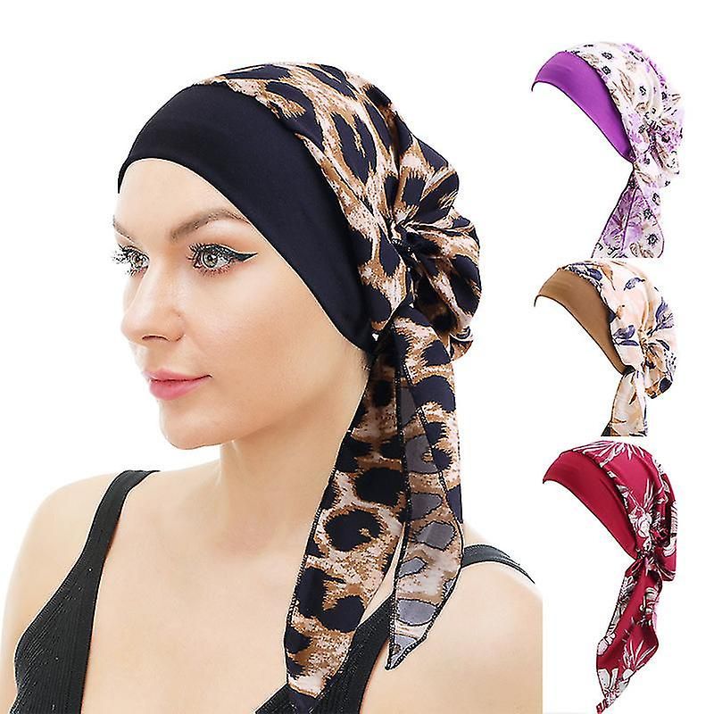 Chapeau de chimio imprim pour femmes, Turban soyeux, couvre... - 4