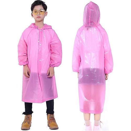 Poncho De Pluie Pour Enfants 2 Pièces, Imperméable Imperméable Pour Enfants, Veste De Pluie Réutilisable, Cape Pour Enfants, Voyage, Escalade En Plein Air, Rose