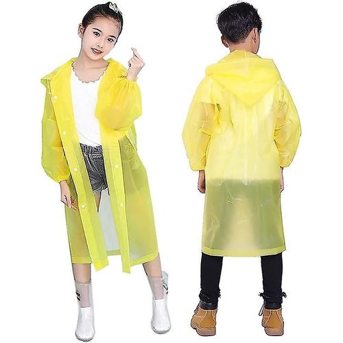 Poncho De Pluie Pour Enfants 2 Pièces, Imperméable Imperméable Pour Enfants, Veste De Pluie Réutilisable, Cape Pour Enfants, Voyage, Escalade En Plein Air, Jaune