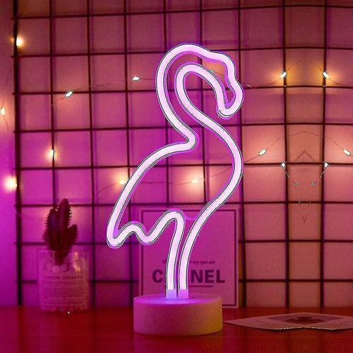 Flamant Rose Néon Signes Rose Led Néon Art Décoratif Avec Support Base Table Lumière Chapiteau Signes/Décoration Murale